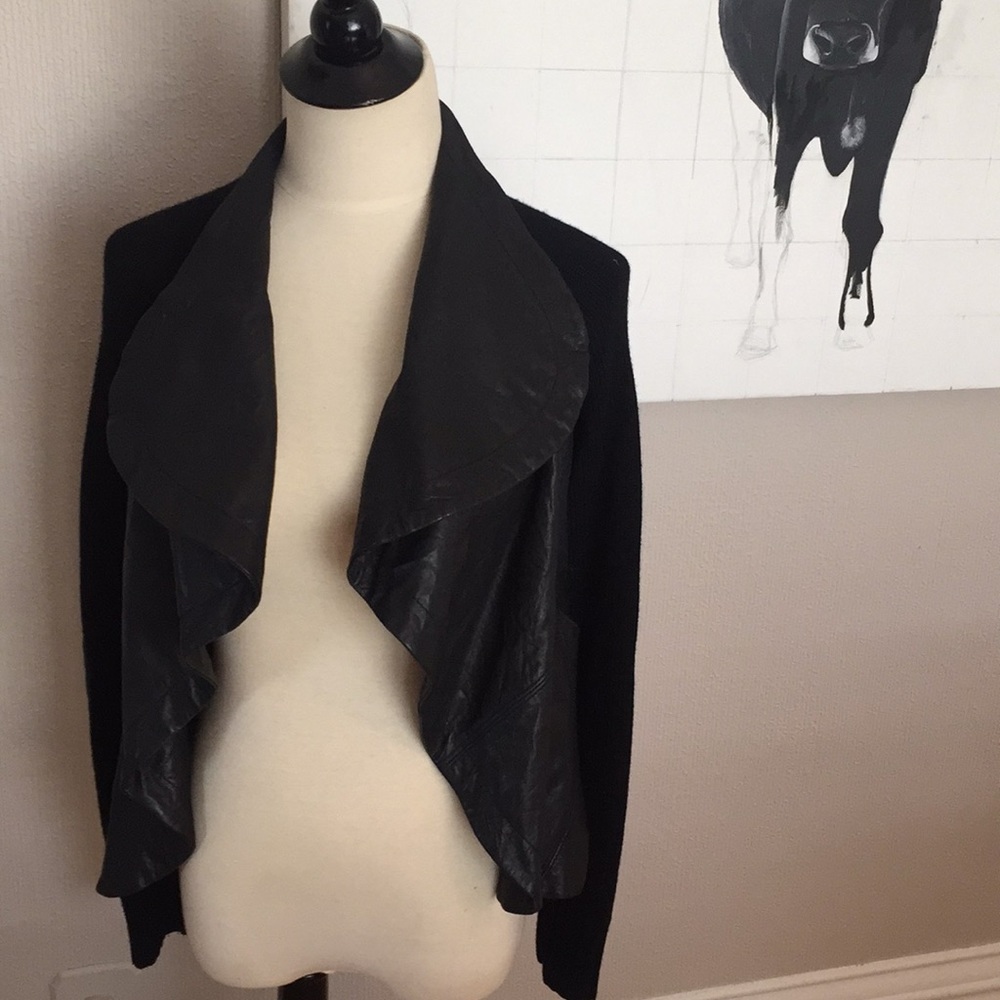 Yigal Azrouël black leather and knit jacket 8
